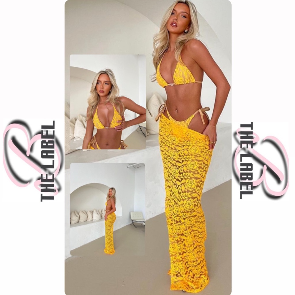 B THE LABEL DAISY LACE BIKINI TOP SKIRT BOTTOM SET SIZE UK10 US6 NWT